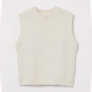Wool blend knit cream vest